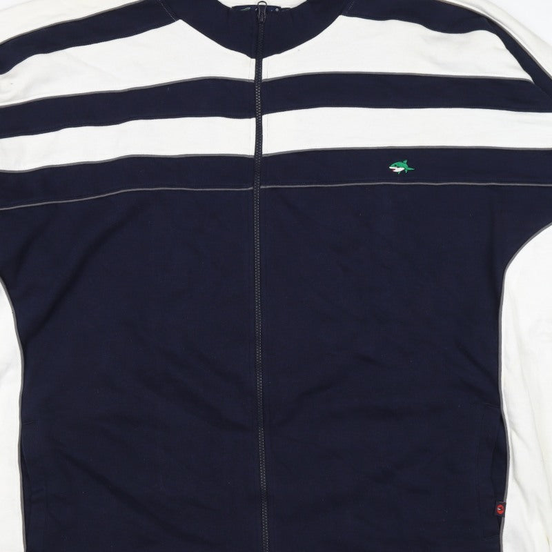 Le Shark Men's Blue 4XL Full Zip Striped Cotton Sweatshirt