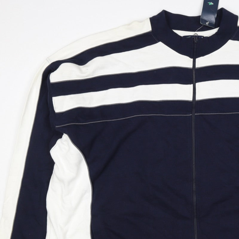Le Shark Men's Blue 4XL Full Zip Striped Cotton Sweatshirt