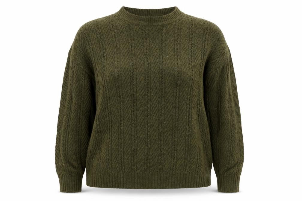 M&S Women’s Green M Cable Knit Mock Neck Pullover Jumper
