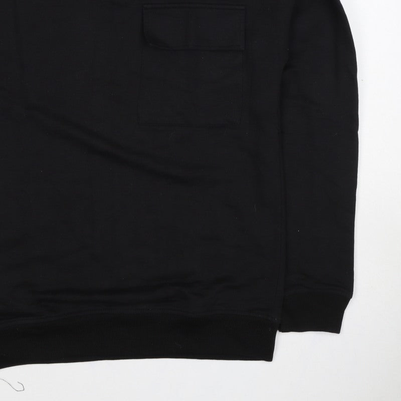BoohooMAN Men’s Black M Crew Neck Pocket Pullover Sweatshirt