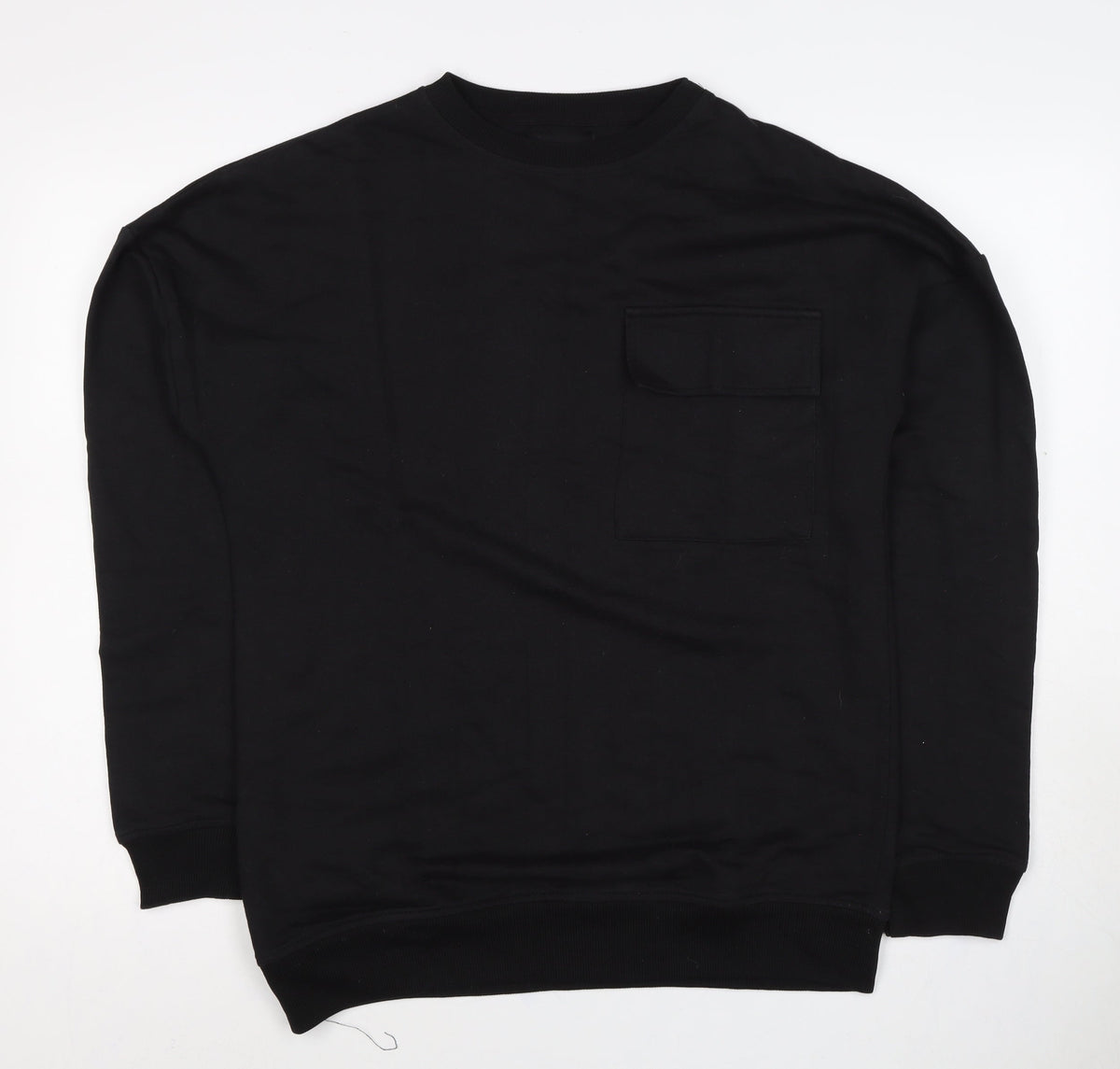 BoohooMAN Men’s Black M Crew Neck Pocket Pullover Sweatshirt