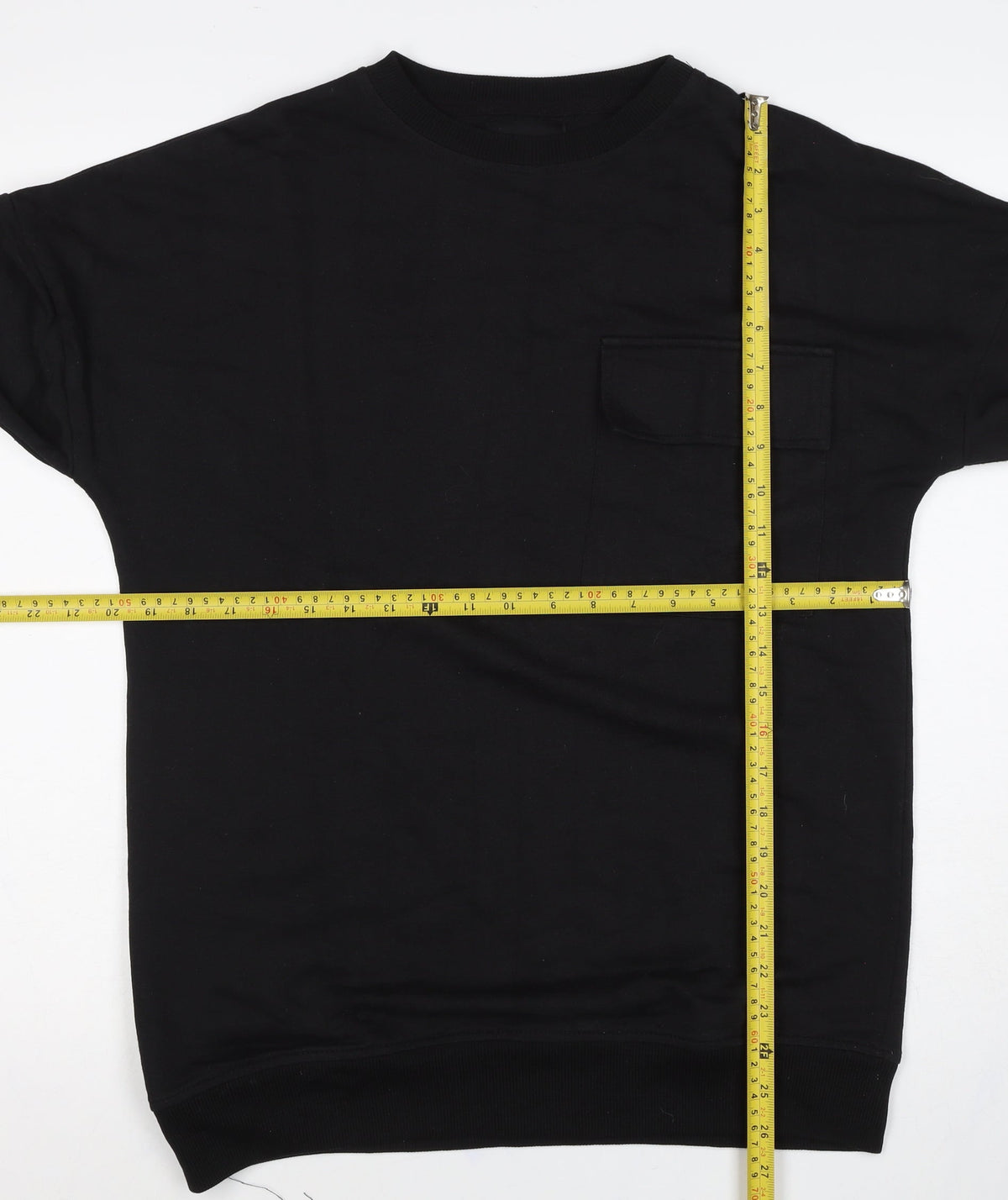 BoohooMAN Men’s Black M Crew Neck Pocket Pullover Sweatshirt