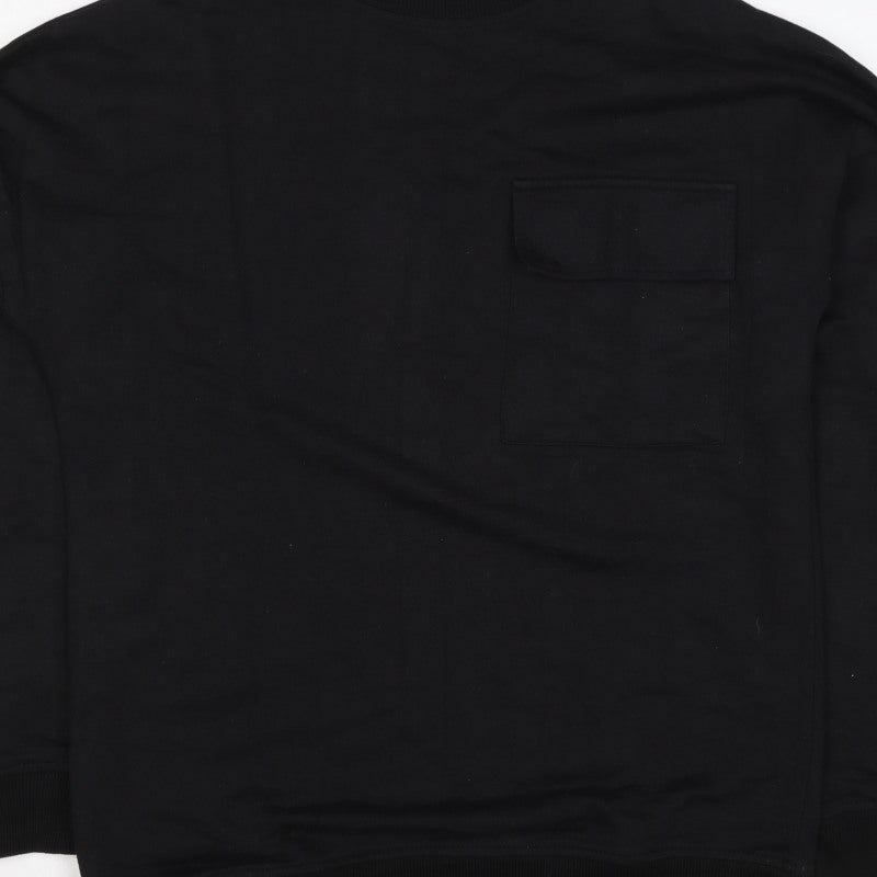 BoohooMAN Men’s Black M Crew Neck Pocket Pullover Sweatshirt