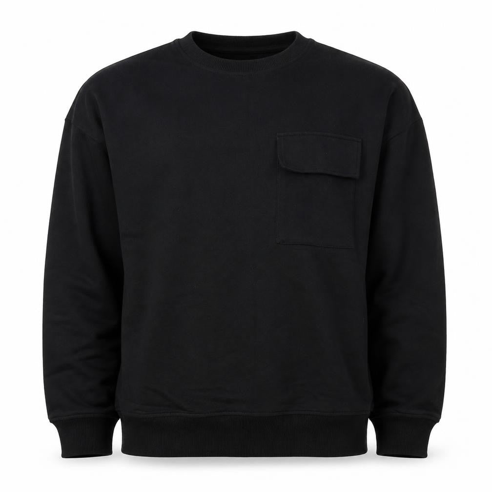 BoohooMAN Men’s Black M Crew Neck Pocket Pullover Sweatshirt