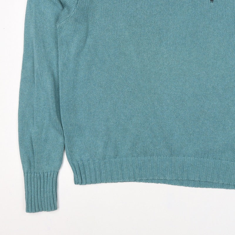 Polo Ralph Lauren Men’s Blue Cotton Crew Neck Logo Jumper Size L