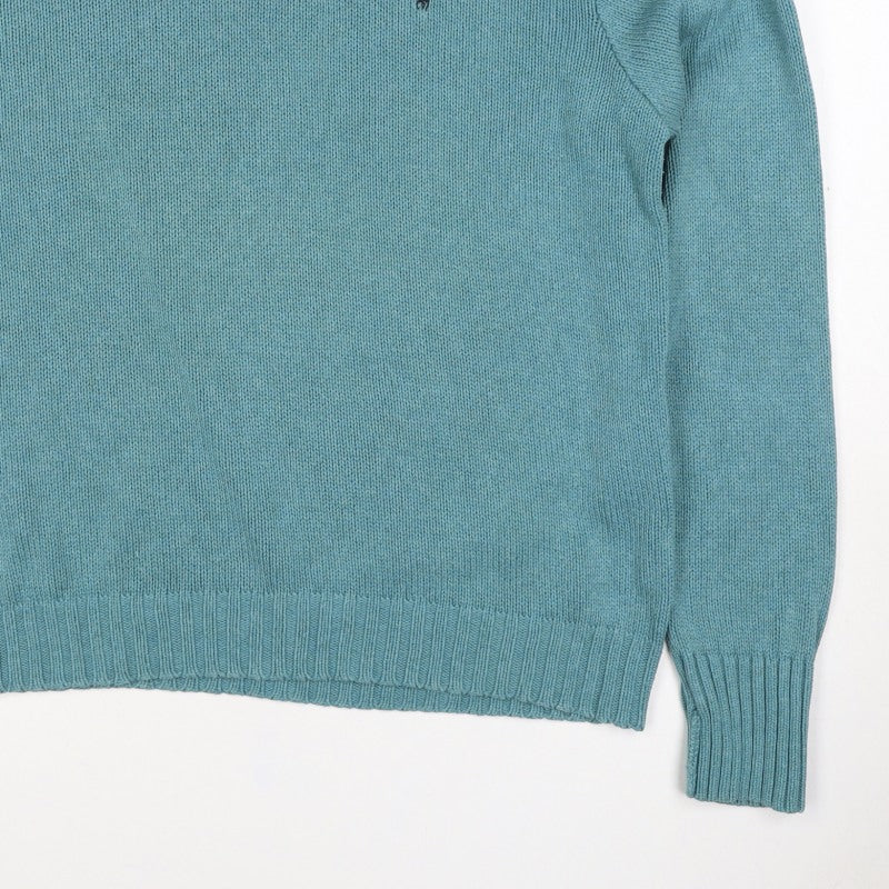 Polo Ralph Lauren Men’s Blue Cotton Crew Neck Logo Jumper Size L
