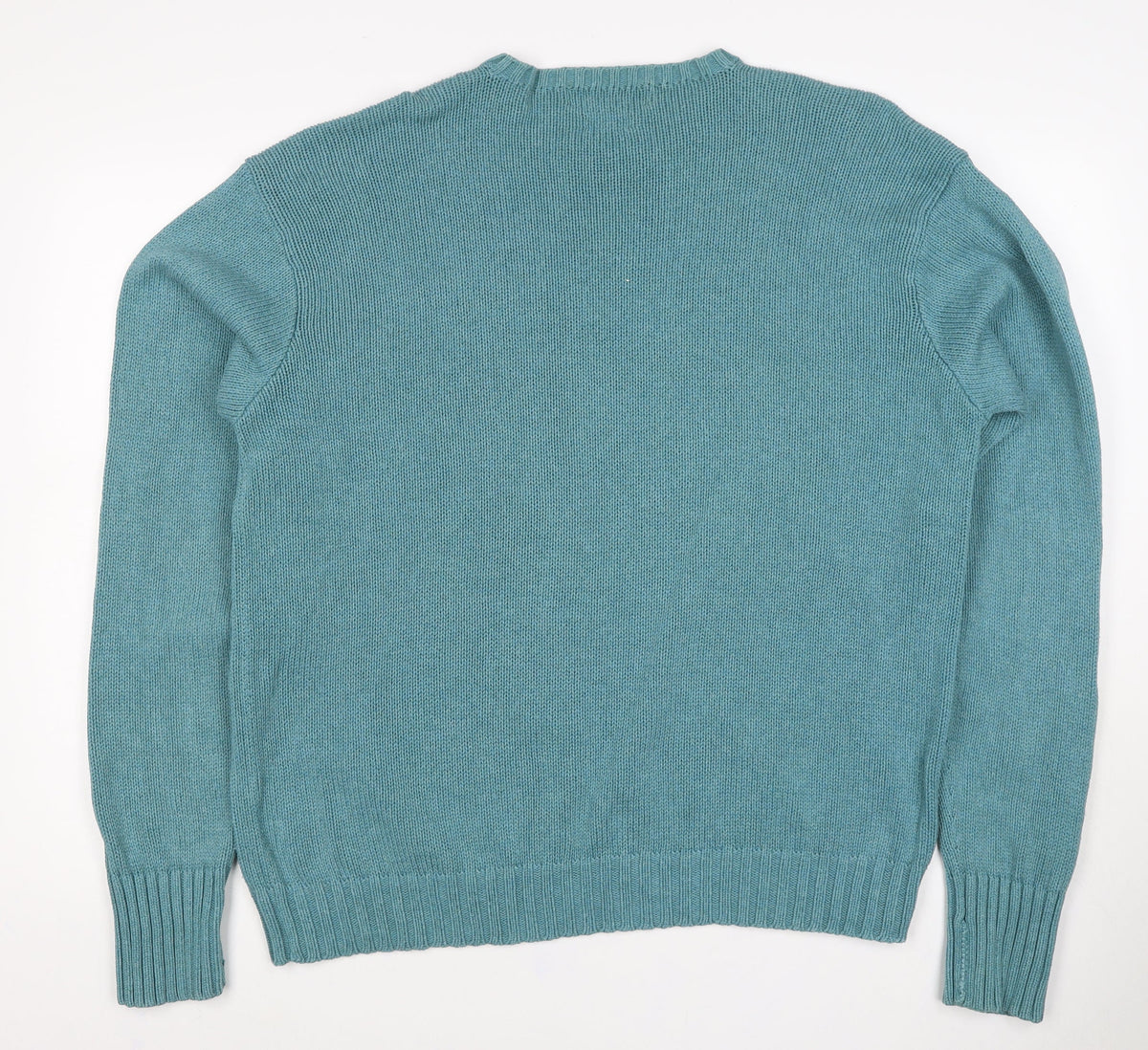 Polo Ralph Lauren Men’s Blue Cotton Crew Neck Logo Jumper Size L