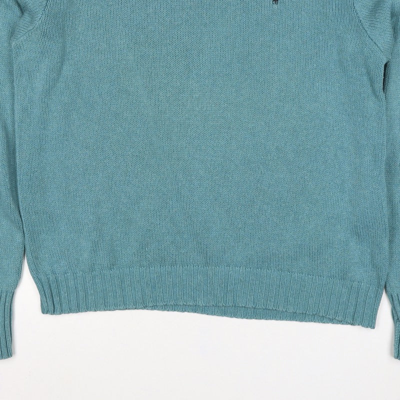 Polo Ralph Lauren Men’s Blue Cotton Crew Neck Logo Jumper Size L