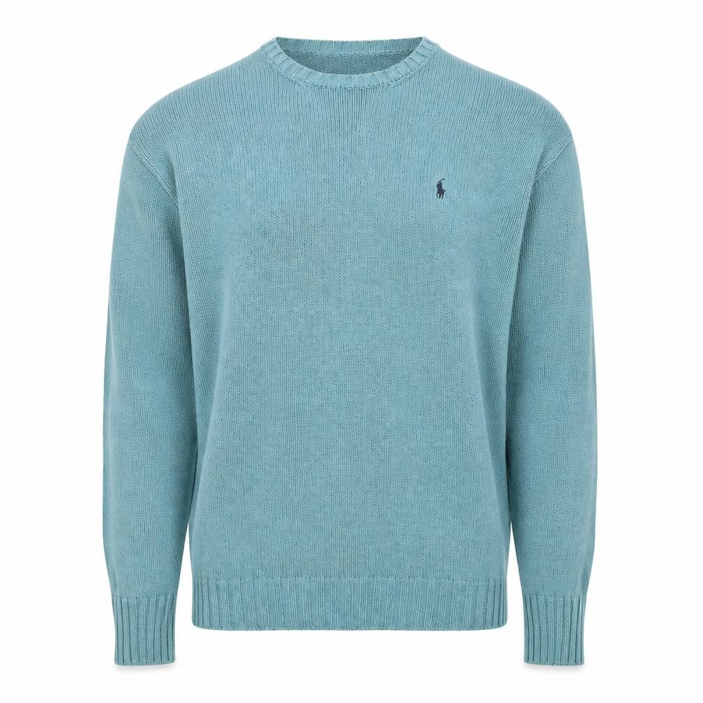 Polo Ralph Lauren Men’s Blue Cotton Crew Neck Logo Jumper Size L