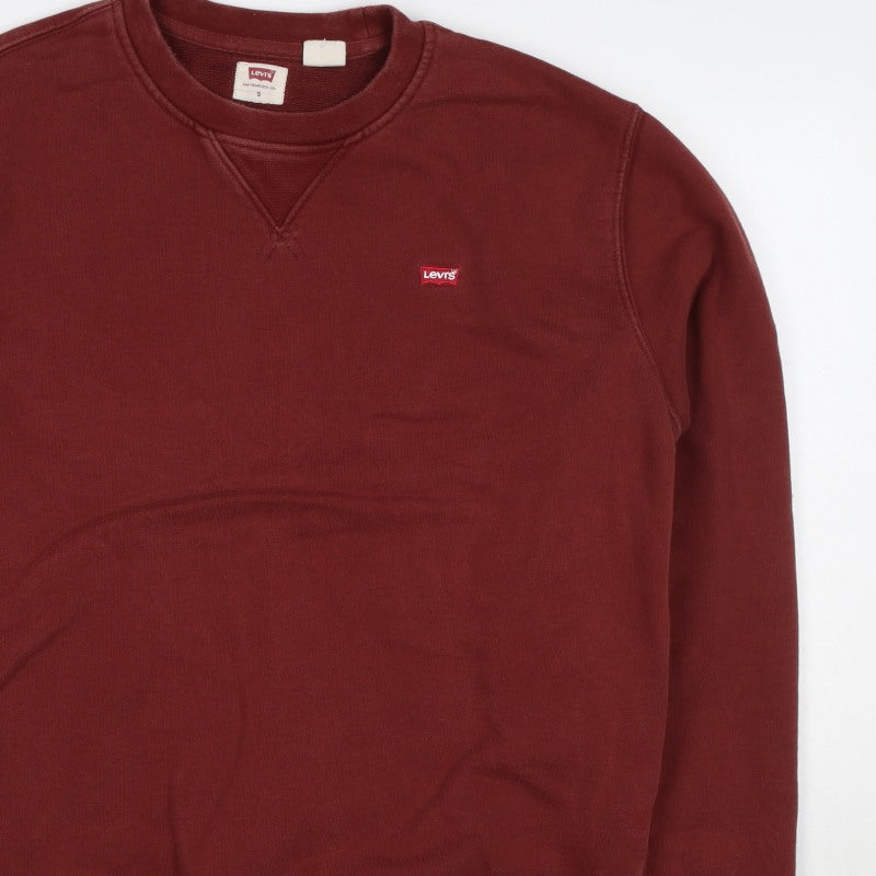 Levi's Men’s Red Small Crew Neck Logo Pullover Sweatshirt