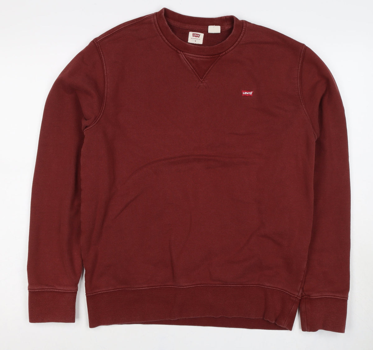 Levi's Men’s Red Small Crew Neck Logo Pullover Sweatshirt