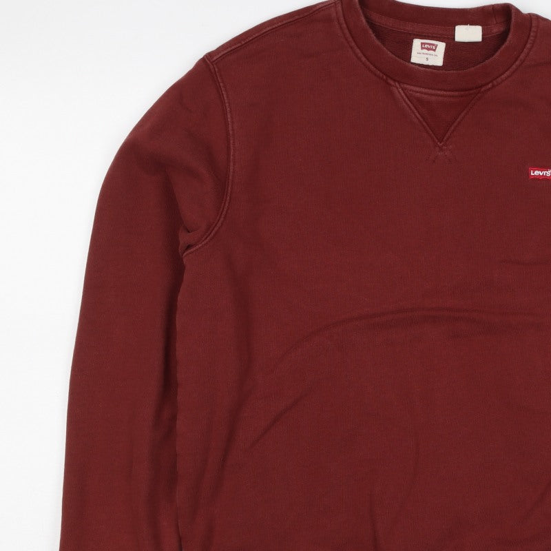 Levi's Men’s Red Small Crew Neck Logo Pullover Sweatshirt