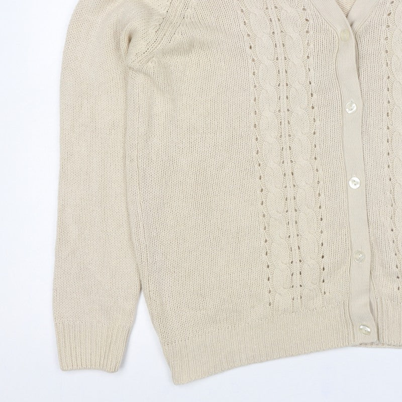 Isle Women’s Beige Cable Knit V-Neck Cardigan UK 18-20 Long Sleeve