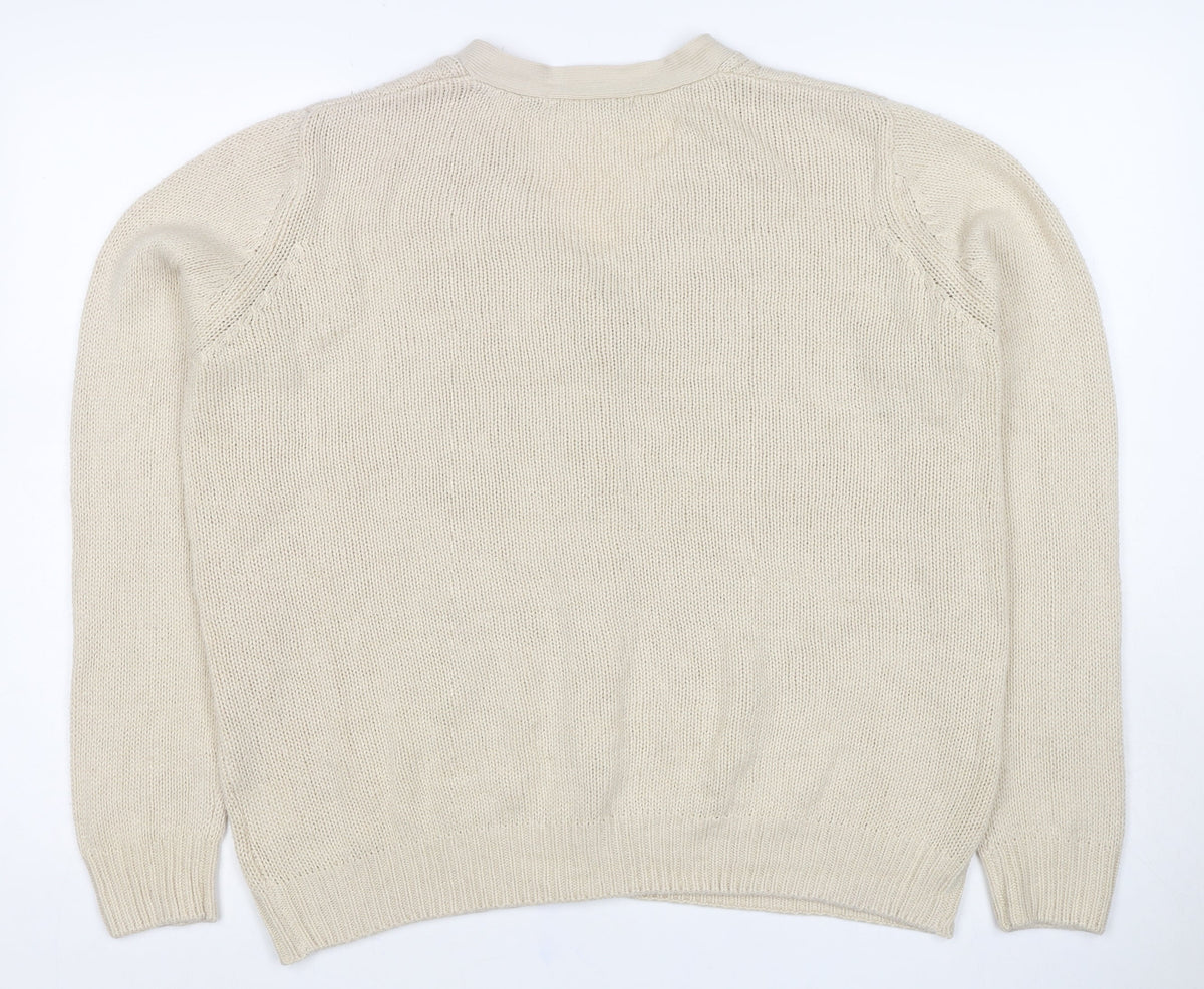 Isle Women’s Beige Cable Knit V-Neck Cardigan UK 18-20 Long Sleeve