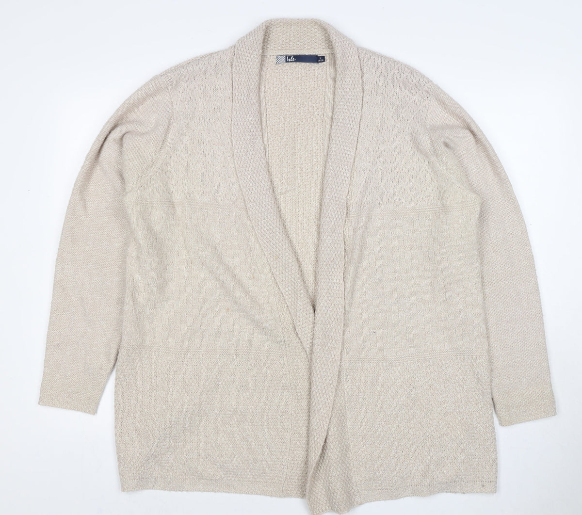 Isle Women’s Beige Open Knit Cardigan Size 18 Long Sleeve