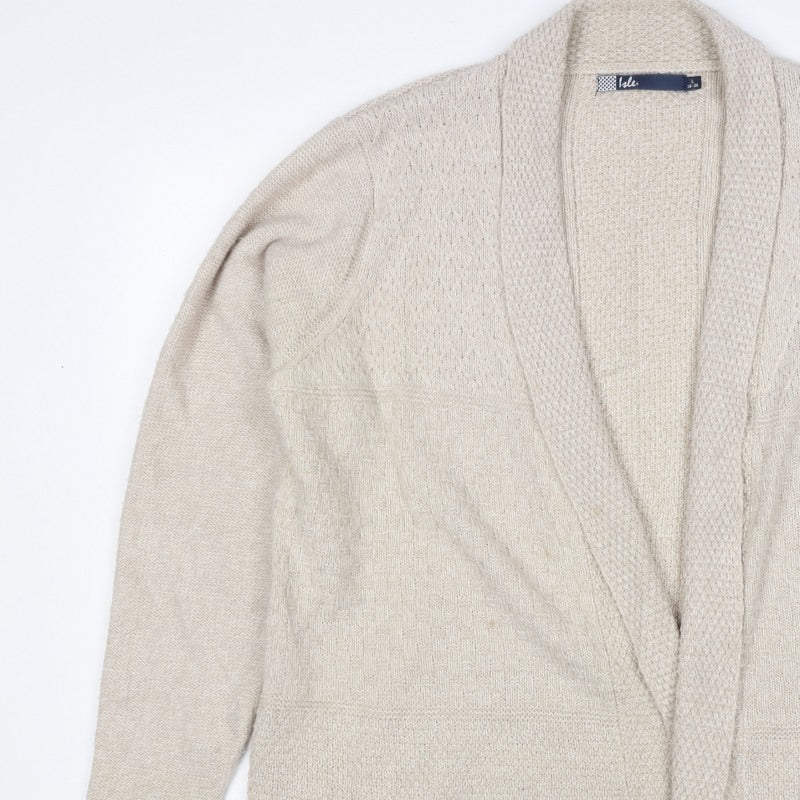 Isle Women’s Beige Open Knit Cardigan Size 18 Long Sleeve