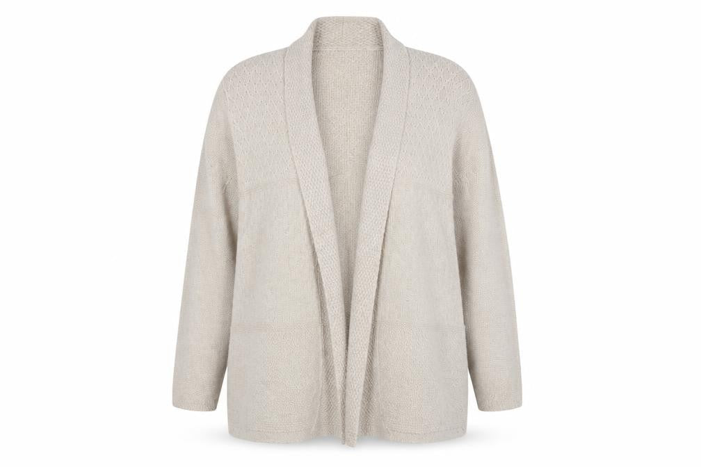 Isle Women’s Beige Open Knit Cardigan Size 18 Long Sleeve