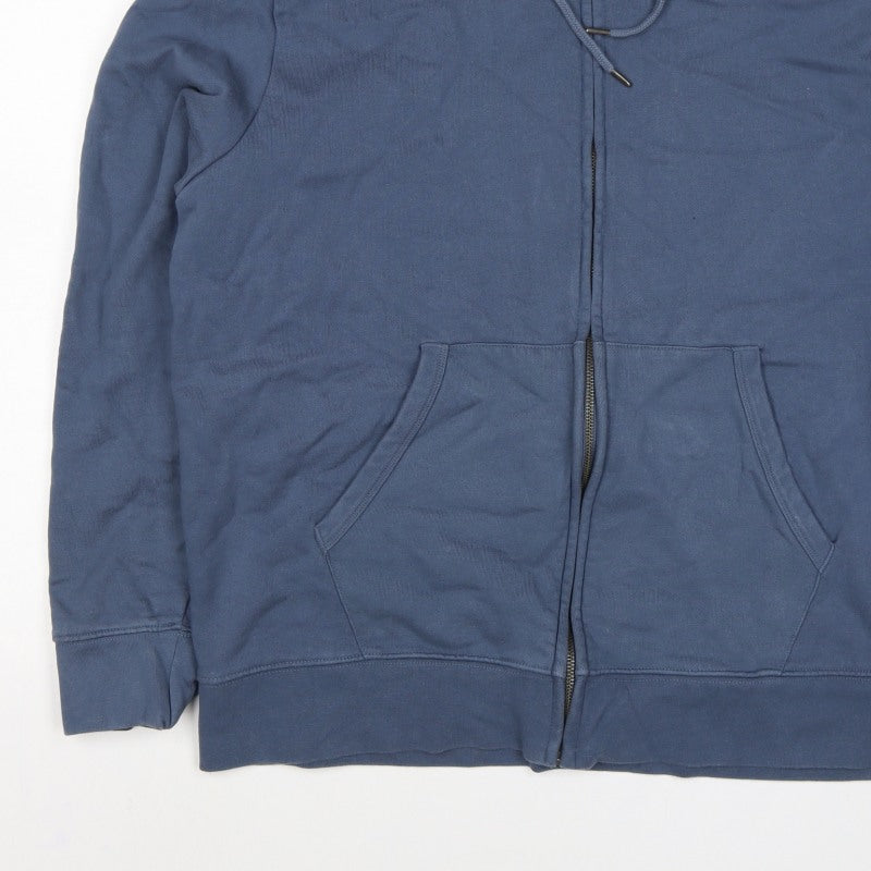 Marks & Spencer Men's Blue 2XL Full Zip Hooded Cotton Hoodie