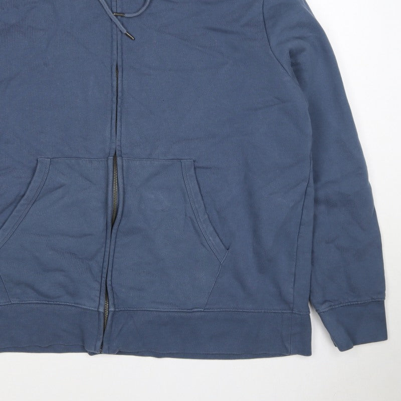 Marks & Spencer Men's Blue 2XL Full Zip Hooded Cotton Hoodie
