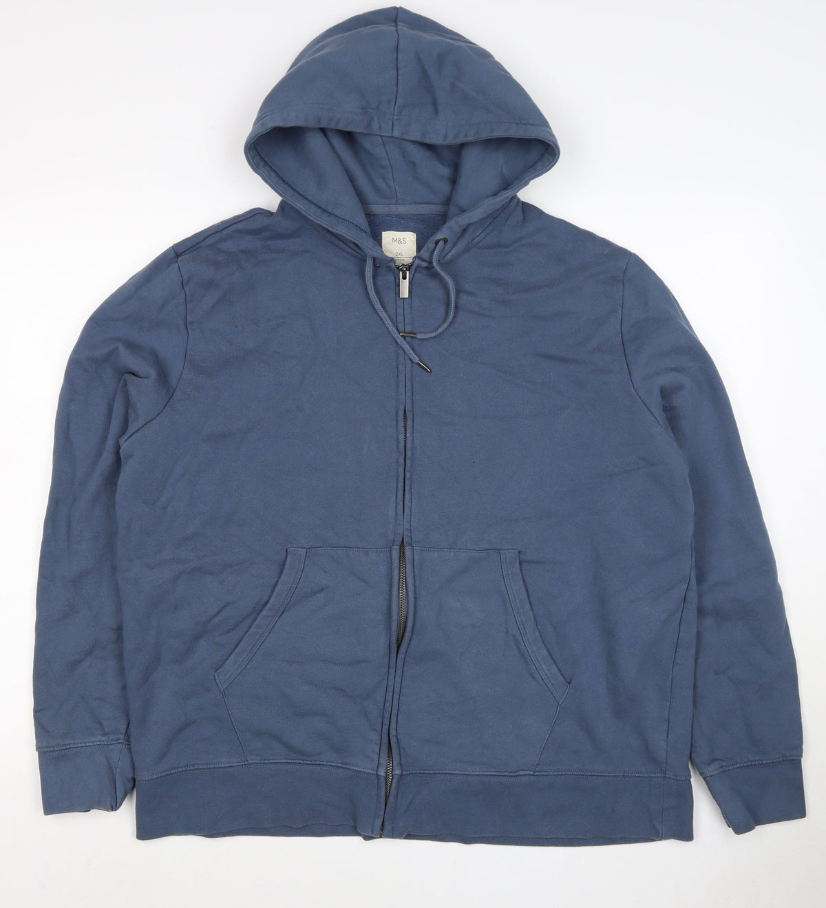 Marks & Spencer Men's Blue 2XL Full Zip Hooded Cotton Hoodie