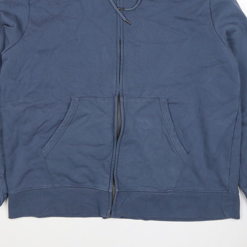 Marks & Spencer Men's Blue 2XL Full Zip Hooded Cotton Hoodie