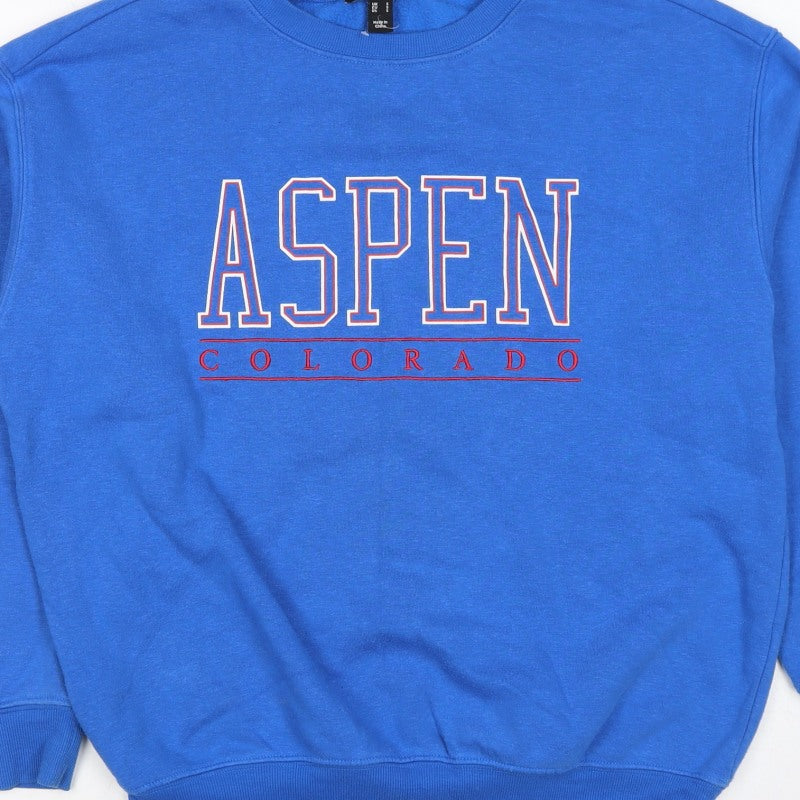 New Look Women’s Blue S Aspen Colorado Pullover Graphic Sweatshirt
