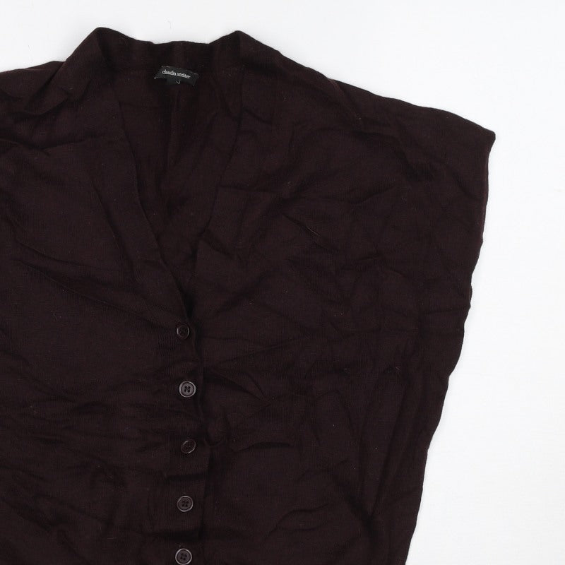 Claudia Sträter Women Brown UK 10 Merino Wool Button-Up Knit Top