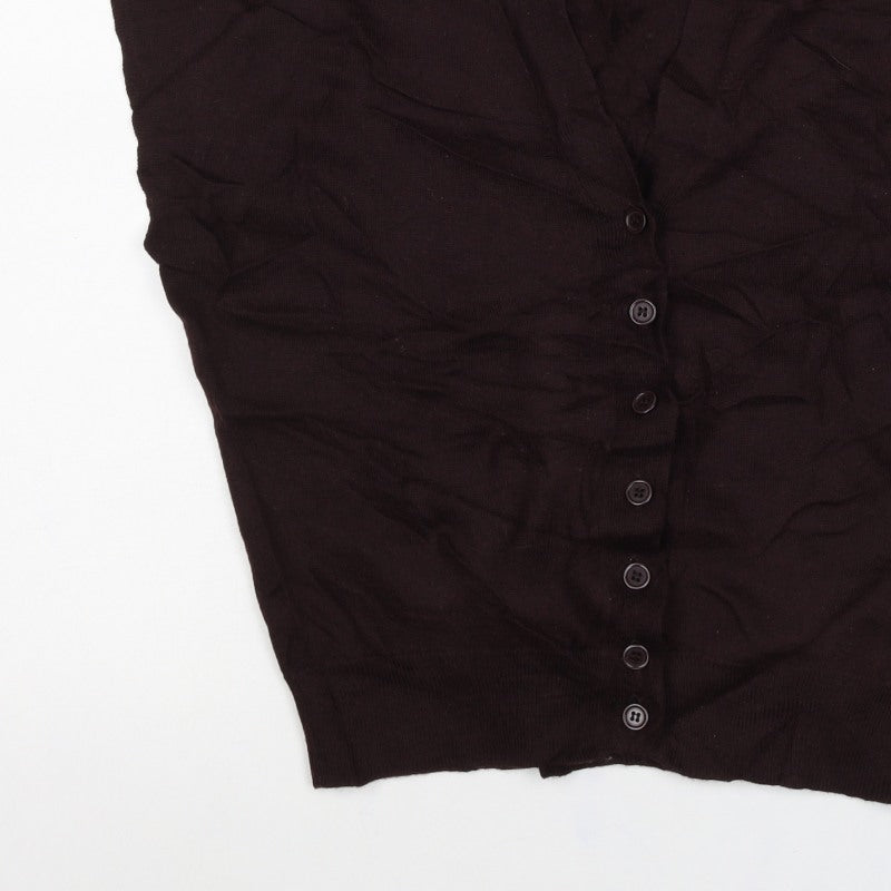 Claudia Sträter Women Brown UK 10 Merino Wool Button-Up Knit Top