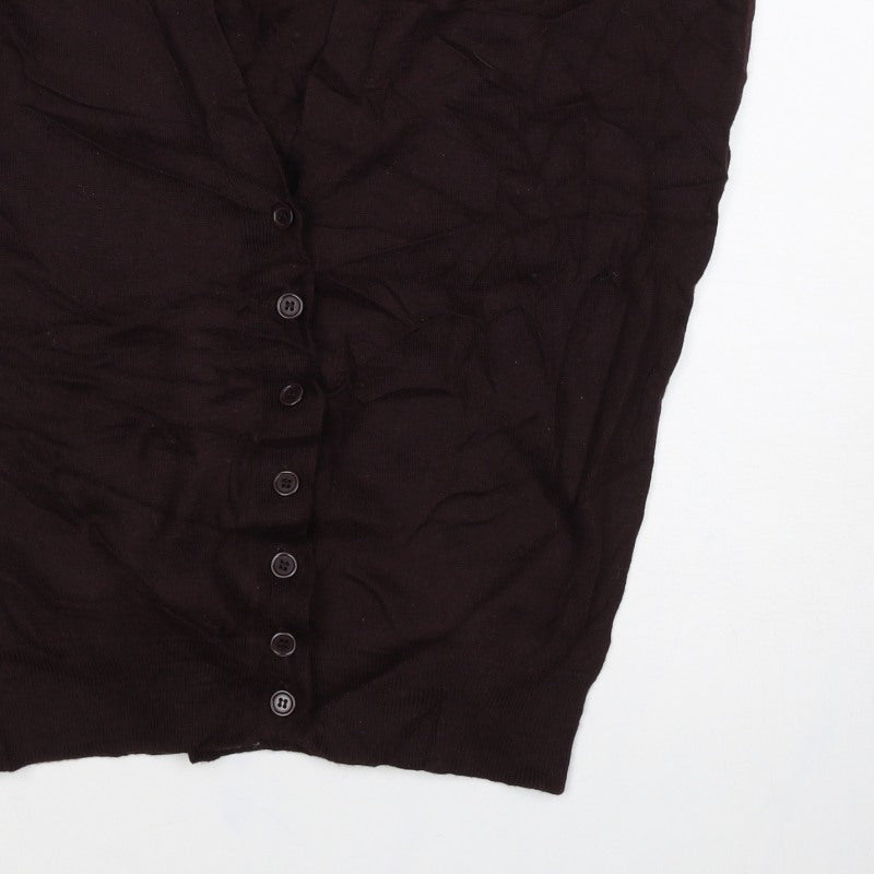 Claudia Sträter Women Brown UK 10 Merino Wool Button-Up Knit Top