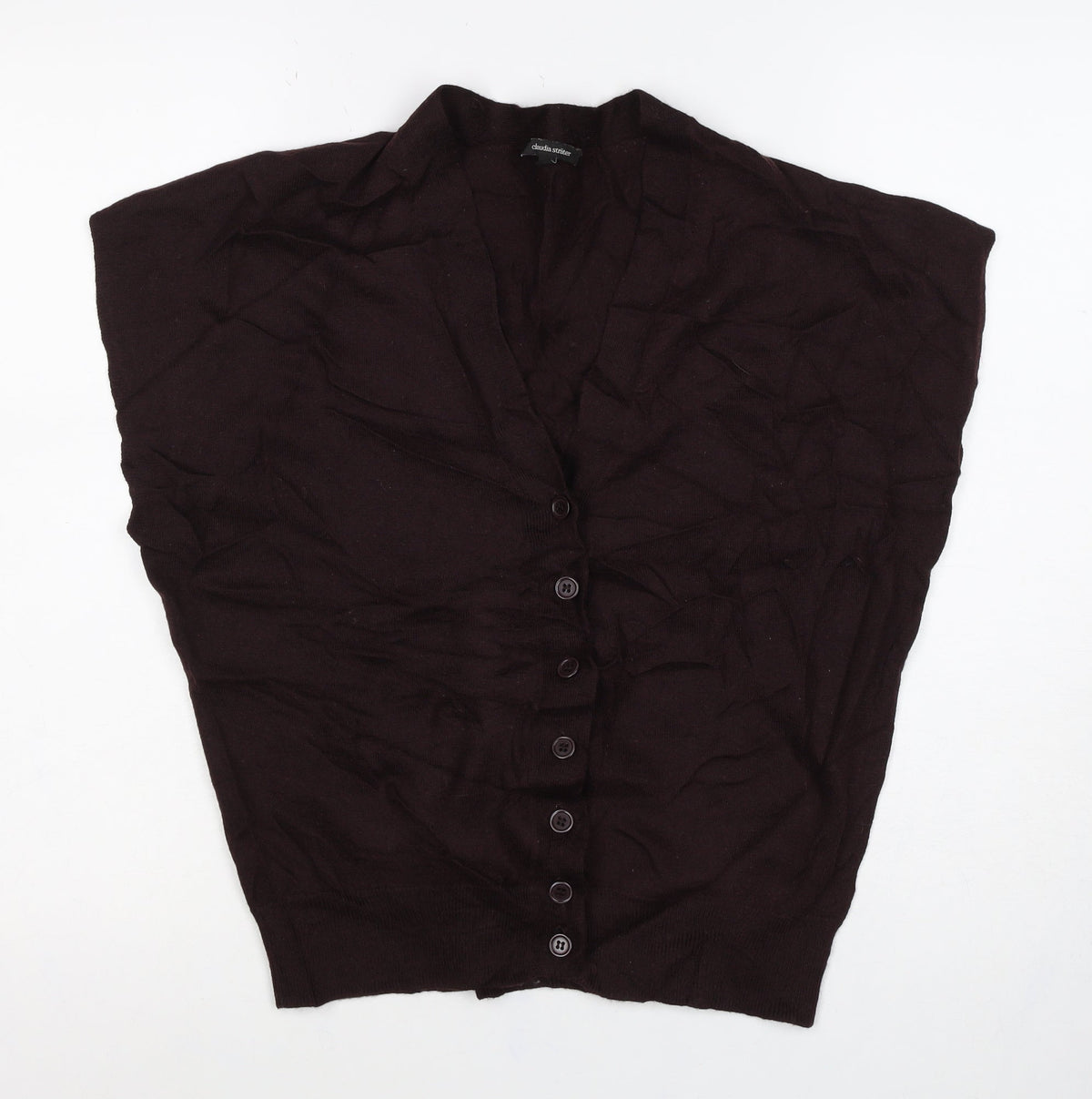 Claudia Sträter Women Brown UK 10 Merino Wool Button-Up Knit Top