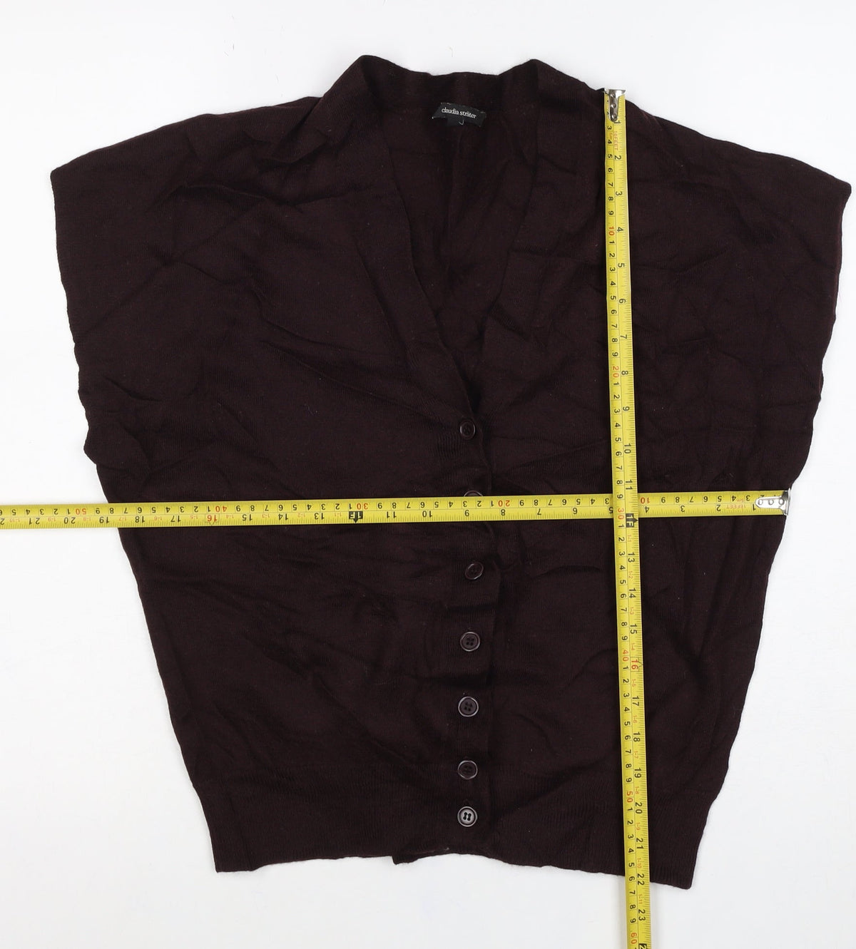 Claudia Sträter Women Brown UK 10 Merino Wool Button-Up Knit Top