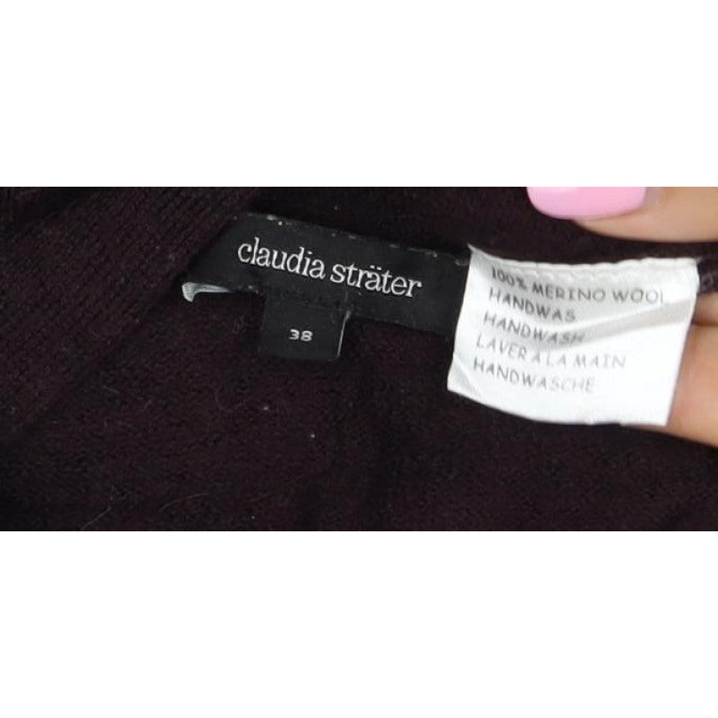 Claudia Sträter Women Brown UK 10 Merino Wool Button-Up Knit Top