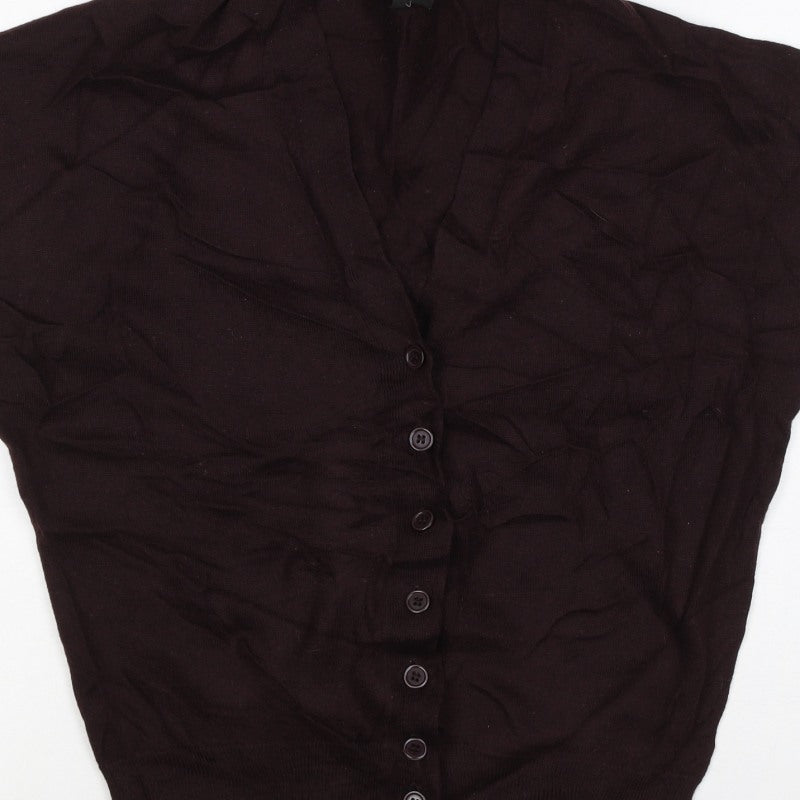 Claudia Sträter Women Brown UK 10 Merino Wool Button-Up Knit Top
