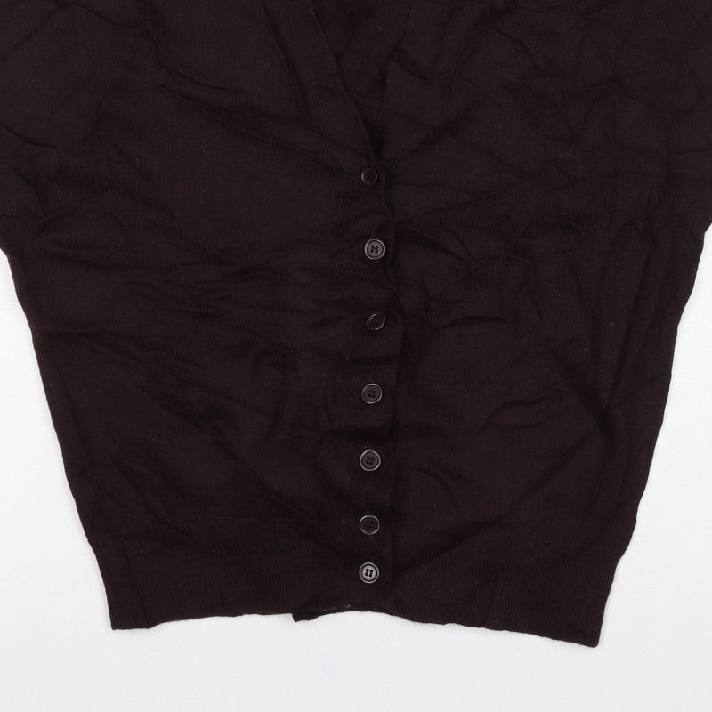 Claudia Sträter Women Brown UK 10 Merino Wool Button-Up Knit Top