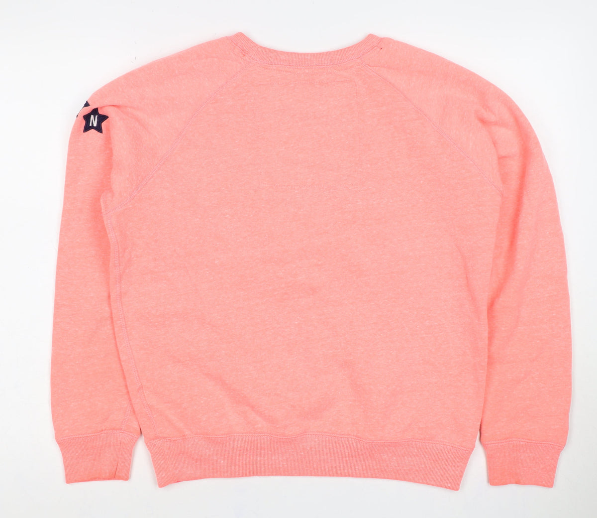 Superdry Women Pink L Pullover Sweatshirt Logo Graphic Raglan Crew Neck