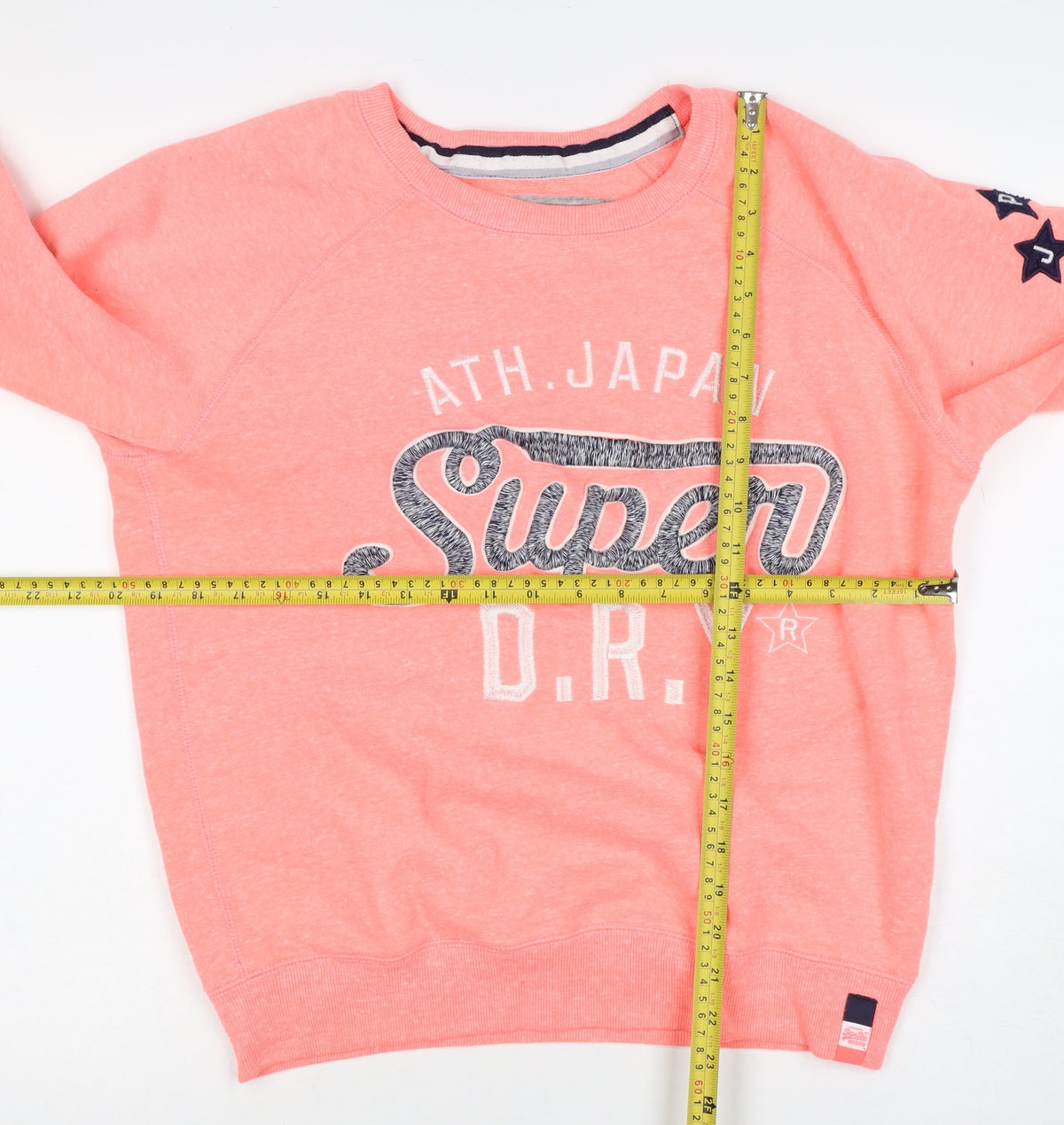 Superdry Women Pink L Pullover Sweatshirt Logo Graphic Raglan Crew Neck