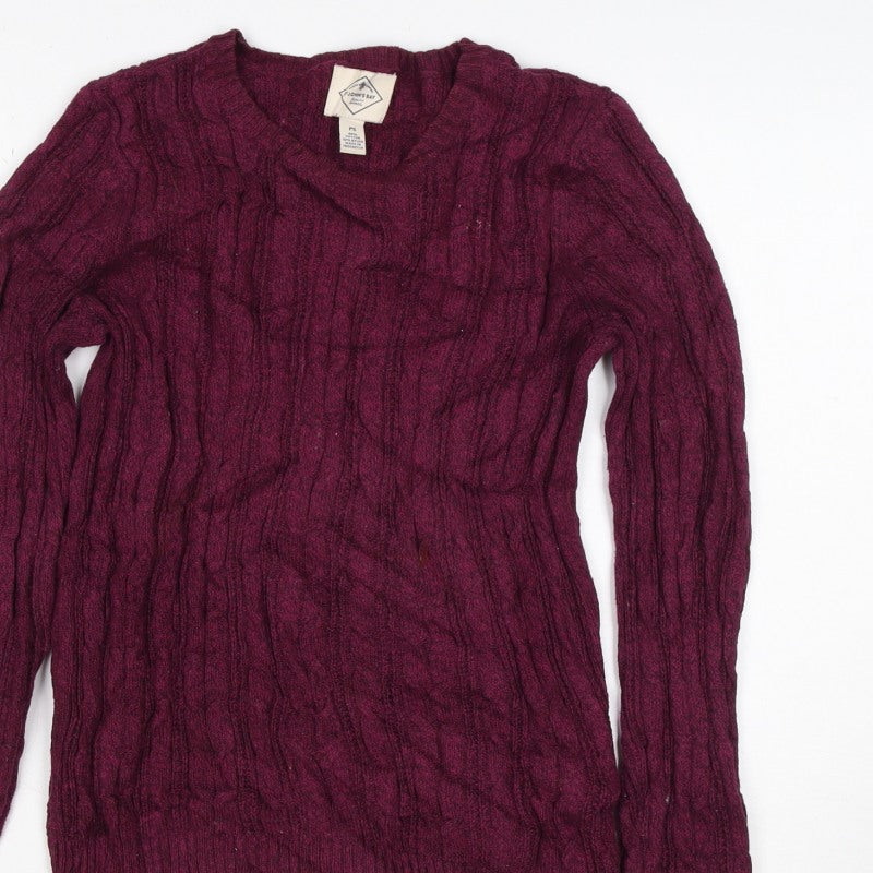 St John's Bay Women's Red Petite S Cable Knit V-Neck Jumper