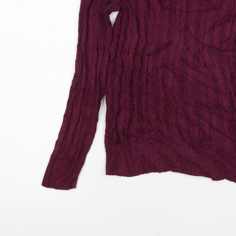 St John's Bay Women's Red Petite S Cable Knit V-Neck Jumper