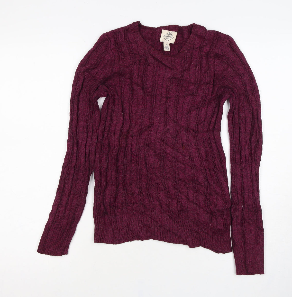 St John's Bay Women's Red Petite S Cable Knit V-Neck Jumper