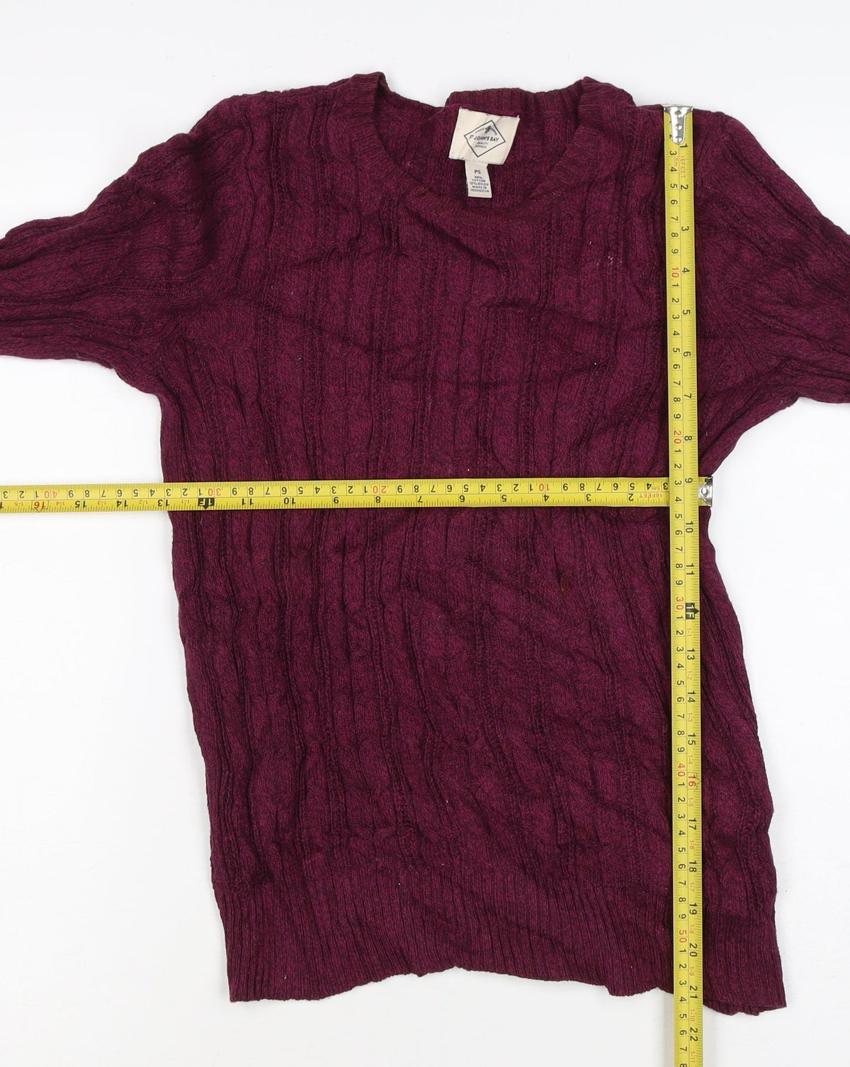 St John's Bay Women's Red Petite S Cable Knit V-Neck Jumper