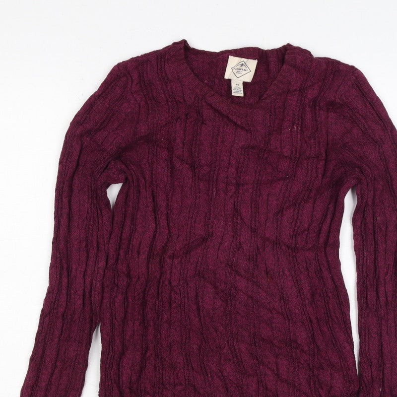 St John's Bay Women's Red Petite S Cable Knit V-Neck Jumper