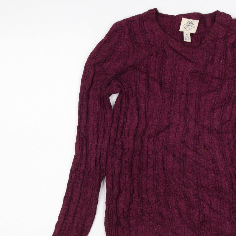 St John's Bay Women's Red Petite S Cable Knit V-Neck Jumper