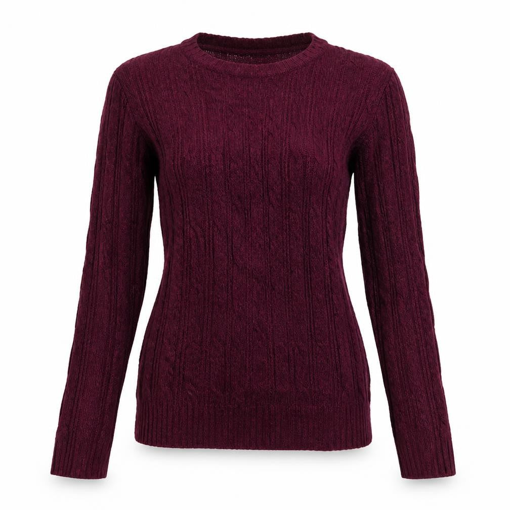 St John's Bay Women's Red Petite S Cable Knit V-Neck Jumper