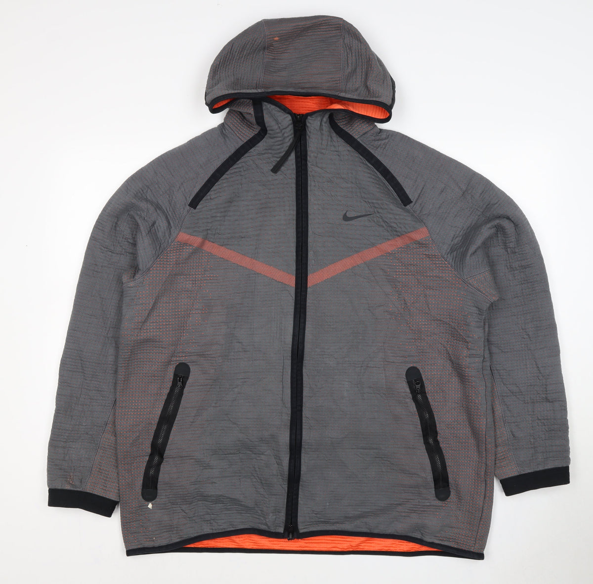 Nike Men’s Grey Orange Hooded Full Zip Jacket XL Sports