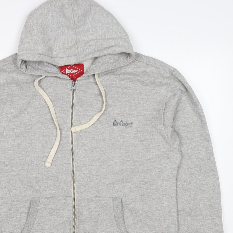 Lee Cooper Mens Grey Small Full Zip Logo Hoodie Hooded Fleece