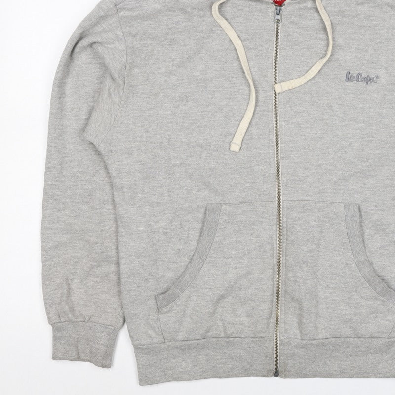 Lee Cooper Mens Grey Small Full Zip Logo Hoodie Hooded Fleece