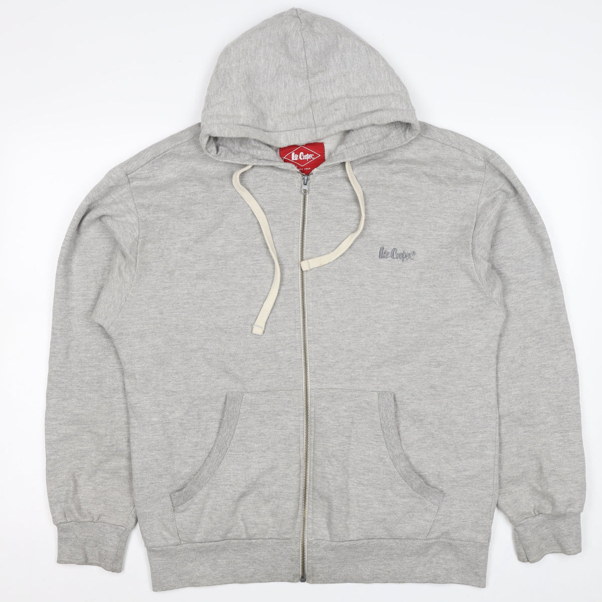 Lee Cooper Mens Grey Small Full Zip Logo Hoodie Hooded Fleece