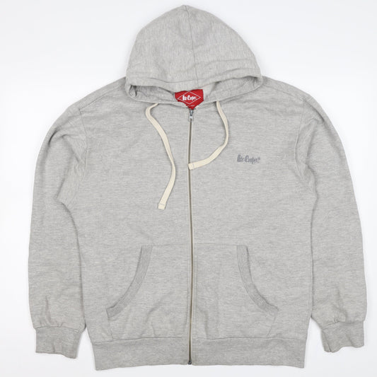Lee Cooper Mens Grey Small Full Zip Logo Hoodie Hooded Fleece