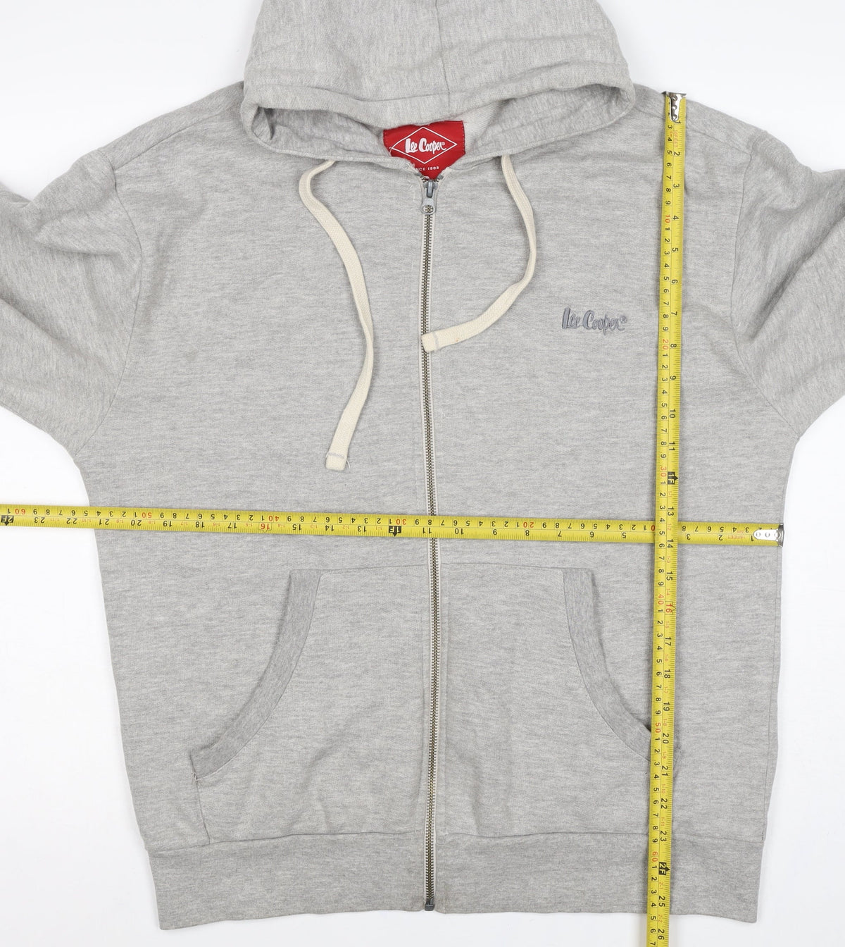 Lee Cooper Mens Grey Small Full Zip Logo Hoodie Hooded Fleece