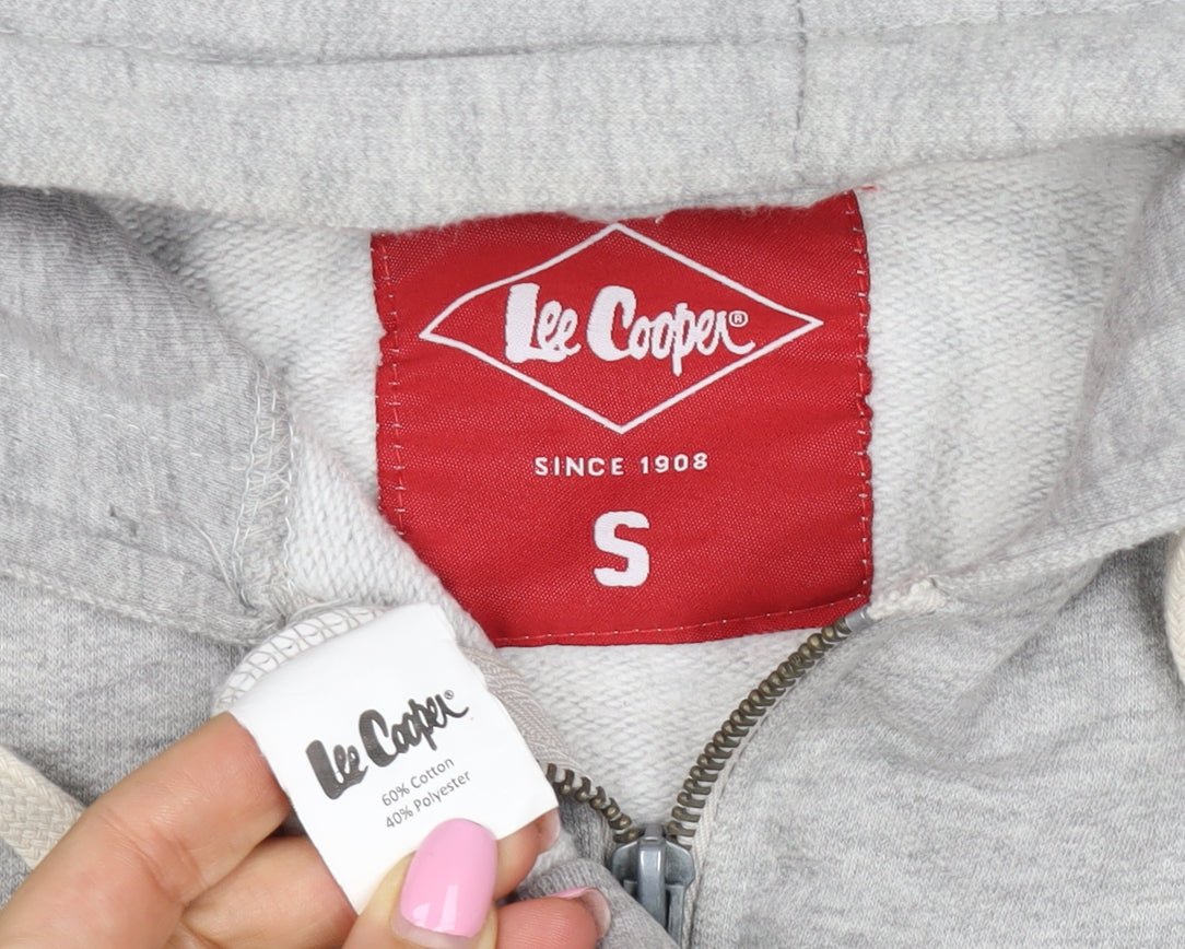 Lee Cooper Mens Grey Small Full Zip Logo Hoodie Hooded Fleece